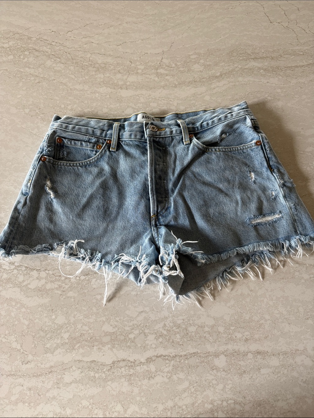 AGOLDE Parker Vintage Frayed-Hem Denim Shorts